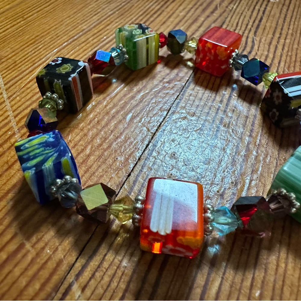 Colorful Handmade Millefiori Glass Beaded Bracelet
